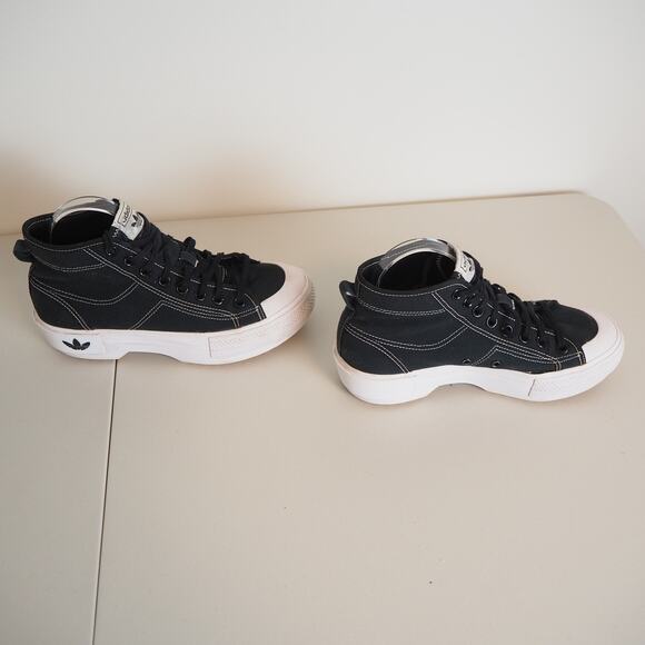 Adidas Nizza Trex Black and White Platform High Top Canvas Sneakers Women's 8.5 - Picture 3 of 11